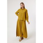Suede Style 6304 - Şık Rahat Yumuşak Modal Kumaş Salaş Kadın Etek Gömlek Takım