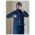 Suede Style 8942-1 - Bel Kuşak Detaylı 4 Cepli Rahat Şık Kadın Kot Ceket