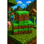 Suelo Butik Minecraft Çim Blok Temalı Kat-laç, infinity Cube, Küp Sonsuzluk Küpü, Stress Oyuncağı 8cm