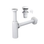 SUERA Moon Ayarlanabilir Lavabo Sifonu + Elixir Pop-Up Set (Mat Beyaz- Taşma Delikli)