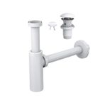Suera Moon Ayarlanabilir Lavabo Sifonu + Elixir Pop-Up Set (Parlak Beyaz- Taşma Delikli)