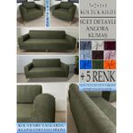 Süet Detaylı Angora Kumaş 3+2+1+1 Komple Giydirme Kanepe&çekyat, Bohem, Vb. Model Koltuk Kılıfı - 180 x 240 cm - Haki
