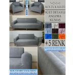 Süet Detaylı Angora Kumaş 3+2+1+1 Komple Giydirme Kanepe&çekyat, Bohem, Vb. Model Koltuk Kılıfı - 180 x 240 cm - Koyu Gri