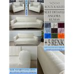 Süet Detaylı Angora Kumaş 3+2+1+1 Komple Giydirme Kanepe&çekyat, Bohem, Vb. Model Koltuk Kılıfı - 180 x 240 cm - Krem