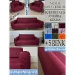 Süet Detaylı Angora Kumaş 3+2+1+1 Komple Giydirme Kanepe&çekyat, Bohem, Vb. Model Koltuk Kılıfı - 180 x 240 cm - Mürdüm
