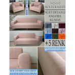 Süet Detaylı Angora Kumaş 3+2+1+1 Komple Giydirme Kanepe&çekyat, Bohem, Vb. Model Koltuk Kılıfı - 180 x 240 cm - Pudra