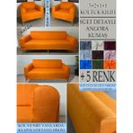 Süet Detaylı Angora Kumaş 3+2+1+1 Komple Giydirme Kanepe&çekyat, Bohem, Vb. Model Koltuk Kılıfı - 180 x 240 cm - Turuncu
