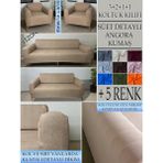 Süet Detaylı Angora Kumaş 3+2+1+1 Komple Giydirme Kanepe&çekyat, Bohem, Vb. Model Koltuk Kılıfı - 180 x 240 cm - Vizon