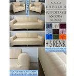 Süet Detaylı Angora Kumaş 3+3+1+1 Komple Giydirme Kanepe&çekyat, Bohem, Porto, Vb. Model Koltuk Kılıfı - 180 x 240 cm - Bej