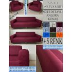 Süet Detaylı Angora Kumaş 3+3+1+1 Komple Giydirme Kanepe&çekyat, Bohem, Porto, Vb. Model Koltuk Kılıfı - 180 x 240 cm - Mürdüm