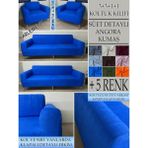 Süet Detaylı Angora Kumaş 3+3+1+1 Komple Giydirme Kanepe&çekyat, Bohem, Porto, Vb. Model Koltuk Kılıfı - 180 x 240 cm - Parlement Mavisi - Gece Mavisi