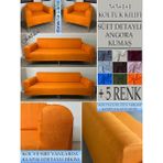 Süet Detaylı Angora Kumaş 3+3+1+1 Komple Giydirme Kanepe&çekyat, Bohem, Porto, Vb. Model Koltuk Kılıfı - 180 x 240 cm - Turuncu