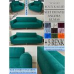Süet Detaylı Angora Kumaş 3+3+1+1 Komple Giydirme Kanepe&çekyat, Bohem, Porto, Vb. Model Koltuk Kılıfı - 180 x 240 cm - Zümrüt