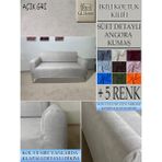 Süet Detaylı Angora Kumaş Çift Kişilik Komple Giydirme 2'li Kanepe, Bohem, Vb Model Koltuk Kılıfı - 120 x 160 cm - Açık Gri