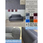 Süet Detaylı Angora Kumaş Çift Kişilik Komple Giydirme 2'li Kanepe, Bohem, Vb Model Koltuk Kılıfı - 120 x 160 cm - Antrasit