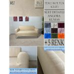 Süet Detaylı Angora Kumaş Çift Kişilik Komple Giydirme 2'li Kanepe, Bohem, Vb Model Koltuk Kılıfı - 120 x 160 cm - Bej