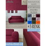 Süet Detaylı Angora Kumaş Çift Kişilik Komple Giydirme 2'li Kanepe, Bohem, Vb Model Koltuk Kılıfı - 120 x 160 cm - Mürdüm