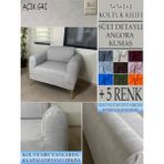 Süet Detaylı Angora Kumaş Tekli Komple Giydirme Tekli & Berjer , Bohem, Porto, Vb Model Koltuk Kılıfı - 80 x 100 cm - Açık Gri