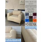 Süet Detaylı Angora Kumaş Tekli Komple Giydirme Tekli & Berjer , Bohem, Porto, Vb Model Koltuk Kılıfı - 80 x 100 cm - Bej