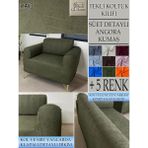 Süet Detaylı Angora Kumaş Tekli Komple Giydirme Tekli & Berjer , Bohem, Porto, Vb Model Koltuk Kılıfı - 80 x 100 cm - Haki