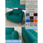 Süet Detaylı Angora Kumaş Tekli Komple Giydirme Tekli & Berjer , Bohem, Porto, Vb Model Koltuk Kılıfı - 80 x 100 cm - Zümrüt