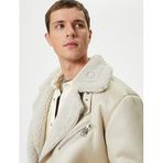 Süet Görünümlü Biker Ceket Peluş Yaka Slim Fit
