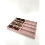 Süet kumaş 8 bölmeli gözlük standı-kutusu Pembe