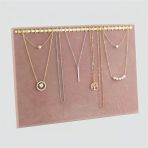 Süet Kumaş Pembe Renk 34/24 Cm Enine Tırnaklı Ayaklı Tesbih-Kolye-Zincir Sergileme Standı