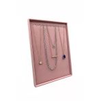 Süet Kumaş Pembe Renk 34/24 Cm Saç Ayaklı Kolye Zincir Tebih Sergileme Standı