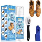 Süet Temizleyici, Eğitmen Temizleyici Köpük Kir ve Lekeyi Çıkarır, Süet Fırça ve Havlu, Süet ve Nubuk Temizleyici, Süet, Örgü, Bot, Nubuk, Eğitmen, Deri, Spor Ayakkabı için Ayakkabı Temizleyici Seti