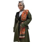 Süet Yumuşak Kemerli Ceket-Trençkot Kap Yeşil