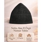 Sufi Tesbih Esans Ve Hediyelik El Örgüsü Nefes Alan Namaz Takke – Günlük ve Namaz Kullanımına Uygun Erkek Takke - Siyah - Siyah-Q7O - Tek Beden