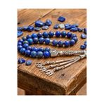 SUFİ TESBİH VE ESANS Lapis Lazuli Tesbih - Gece Mavisi Doğal Taş - Gümüş Renk Tasarım Püskül - Hediyelik