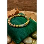 SUFİ TESBİH VE ESANS TBT4156454 Özel Tasarım Yeşil Tibet Akiği Bileklik - Unisex Doğal Taş Aksesuar