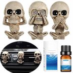 Sufuny Evil Skull Araba Hava Spreyleri Havalandırma Klipsleri, Havalı Kafatası Araba Aksesuarları, 6 Keçe Pedli, Sevimli Otomotiv Cadılar Bayramı Araba Süslemeleri, Erkekler Kadınlar için İç Mekan