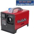 Suga 12V/24V/220V 5kw Çanta Tipi Portatif Dizel Isıtıcı - SİYAH