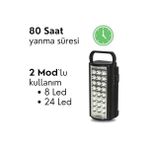 Suha Store LED 24 Ledli Taşınabilir Işıldak Kamp Feneri El Feneri - Siyah - standart
