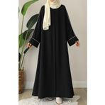 suhneva Ahu Biyeli Abaya Ferace Siyah
