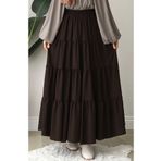 suhneva Fırfırlı Etek Koyu Kahve