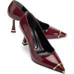 Suins Shoes Suins Clove Model Kadın Topuklu Burnu Metal Detaylı Stiletto Ayakkabı - Bordo