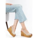 Suins Shoes Suins Jensy Hasır Desenli Kadın Dolgu Taban Sandalet Ayakkabı - Ten