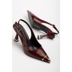Suins Shoes Suins Jessa Model Kadın Topuklu Burnu Metal Detaylı Stiletto Ayakkabı - Bordo
