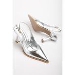 Suins Shoes Suins Jules Kadın Topuklu Taşlı Özel Üretim Stiletto Ayakkabı - Gümüş