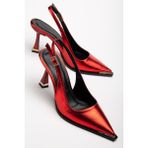 Suins Shoes Suins Jules Kadın Topuklu Taşlı Özel Üretim Stiletto Ayakkabı - Kırmızı