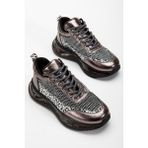 Suins Shoes Suins Rowen Model Kadın Leopar Desenli Fileli Spor Ayakkabı Sneaker - Platin