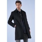 Suitmen Bebe Yaka Uzun Kaşe Kaban Siyah - L