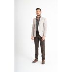 Suitmen Düz Çizgili Takım Elbise - Bej-Kahverengi - 46 - 6 Drop