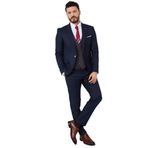 Suitmen Kombinli Yelekli Takım Elbise Lacivert-Bordo BORDO 52