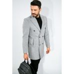 Suitmen Kruvaze Kaşe Kaban Açık Gri A.GRİ XXL