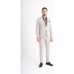 Suitmen Slim Fit Takım Elbise - Bej-Kahverengi - Acı Kahve - Bej - 48 - 6 Drop